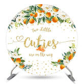 Zwei Süße An Der Weg Orange Blumen Babydusche Hintergrund